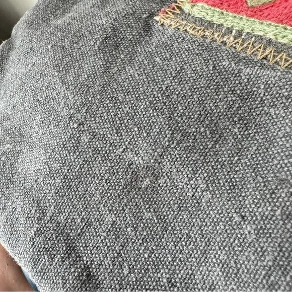 Vintage Addiction Gray Crossbody Purse Bag Canvas 100% Cotton Crochet Patch - Picture 6 of 14